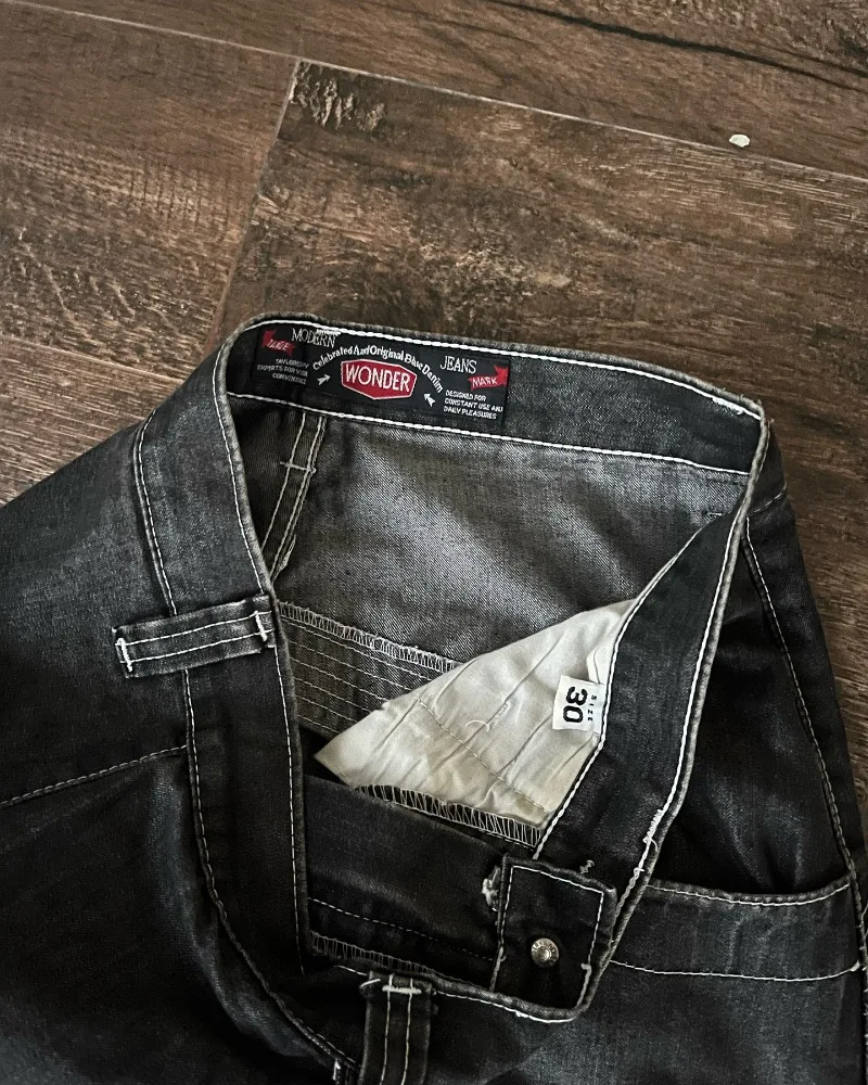 American fashion cartoon pattern oversized jeans men's Y2K street hip-hop Harajuku loose high waisted wide leg pants women's - Image 5