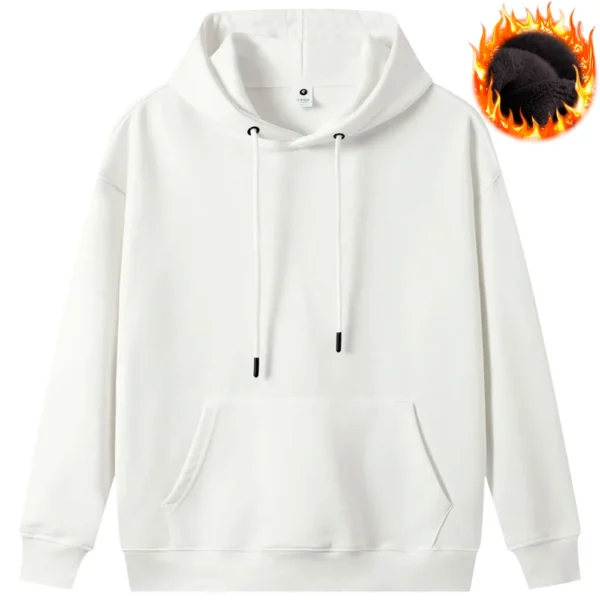 Solid Color Hoodies Warm Thick Plush Mens Clothing Oversize Hoodie Hip Hop Pullover Cozy Simplicity Sweatshirt Casual Tops - Image 3