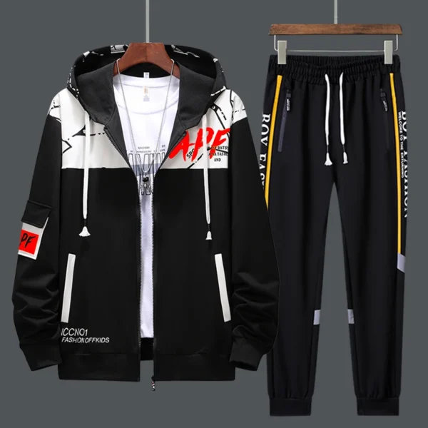 New Men Tracksuits 2 Piece Sweat Suits Mens Zipper Cardigan Printing Sweatshirts Sweatpants Sets Student Husband Sports Clothing - Image 2
