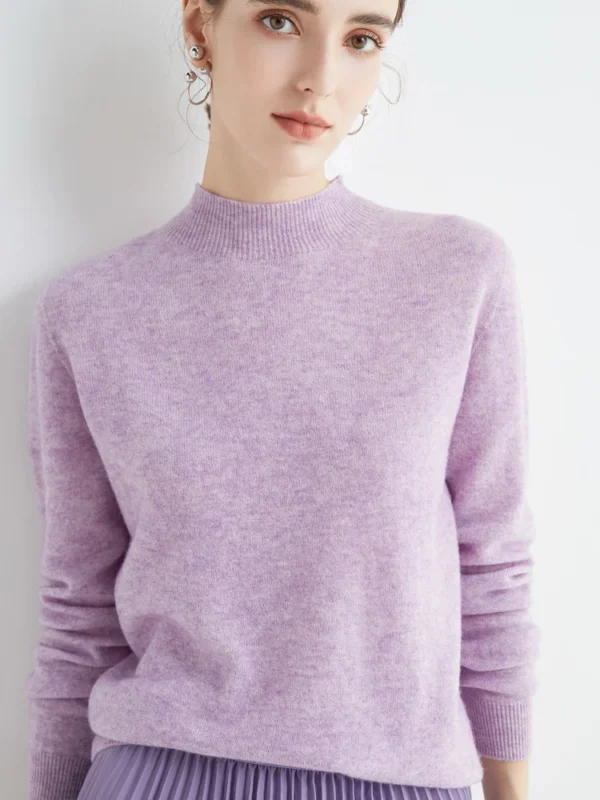 Women's Sweaters Pullovers 100% Merino Wool Knitwear Mock Neck Basic Casual Cashmere Autumn Winter Comfortable Clothing Tops New - Image 4