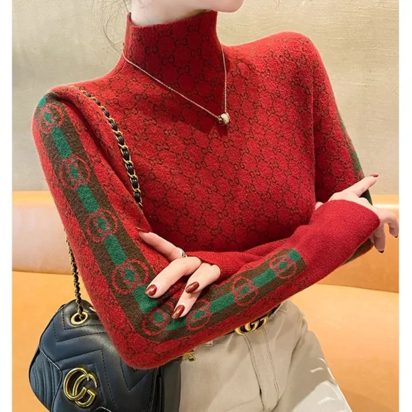 Spring Autumn O-neck Long Sleeve Slim Knitted Pullovers Office Lady Elegant Sweaters Chic Y2k Classic Fashion Knitwear Tops - Image 3