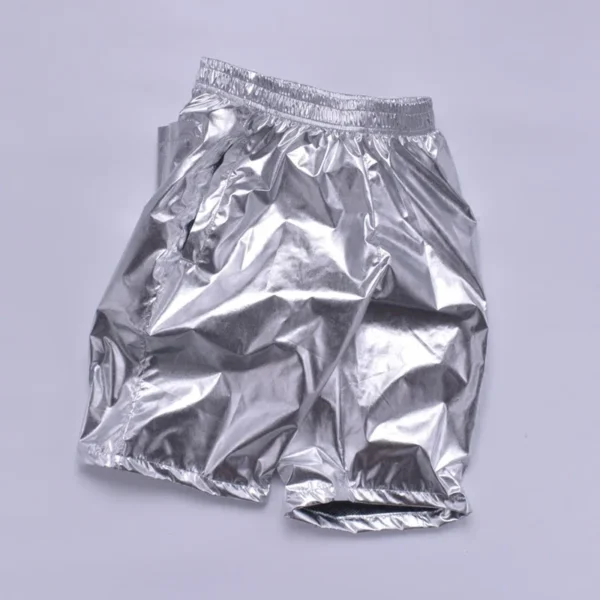Plus size 8XL Summer Men Loose Silver Shorts male Casual Shiny jogger sweatpants Men Motorcycle Metallic Short Pants A9051 - Image 3