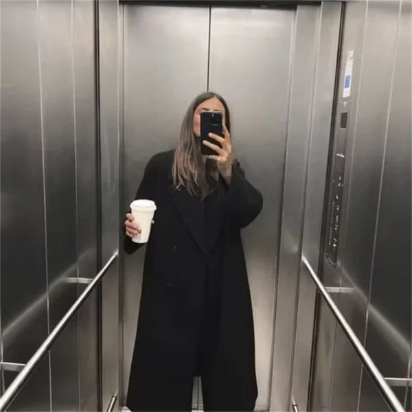 PB&ZA 2023 Autumn/Winter New Women's Wear New Fashion Casual Versatile Soft Loose Long Coat Coat