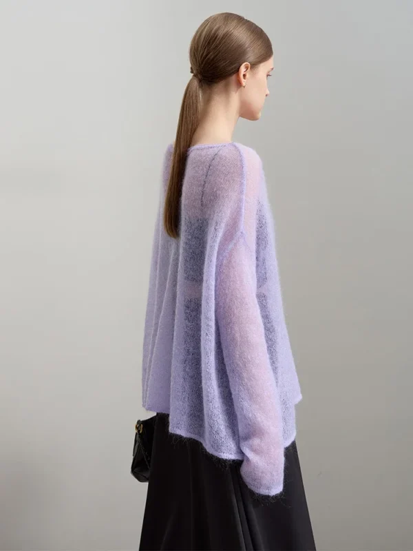 AMII Minimalist Knitted Sweater For Women 2025 Spring New Sweet Elegant Solid O Neck Pullover Drop Sleeves Knitted Tops 12551046 - Image 3