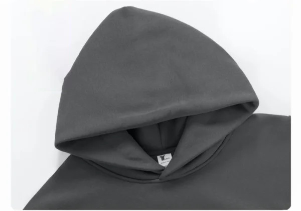 500GSM Heavy Weight Fashion Men's Hoodies New Autumn Winter Casual Thick Cotton Men's Top Solid Color Hoodies Sweatshirt Male - Image 3