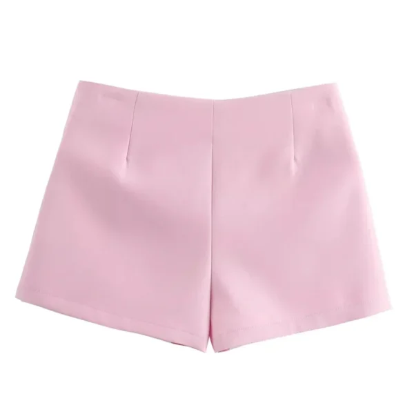 TRAF Bow Pink Skort For Women High Waist Mini White Skirt Pants Fashion Summer Women's Skort Streetwear Asymmetric Culottes - Image 4