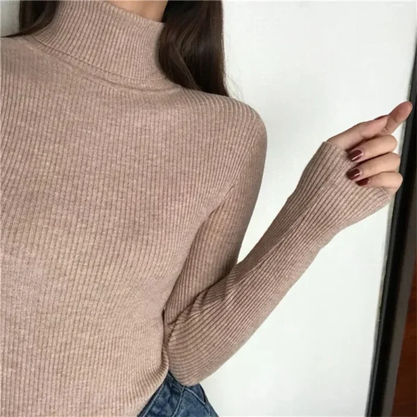 Autumn Winter Thick Sweater Women Knitted Ribbed Pullover Sweater Long Sleeve Turtleneck Slim Jumper Soft Warm Pull Femme - Image 5