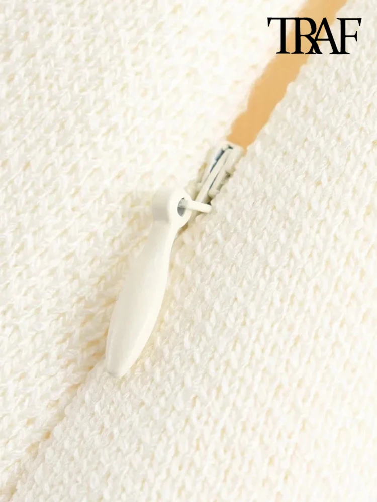 TRAF Women Fashion With Golden Buttons Knit Waistcoat And High Elastic Waist Pleated Midi Skirt Female Two Piece Sets Mujer - Image 6