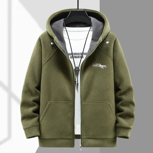 2024 Men's Hooded Shirt Long Sleeve Thickened Polar Fleece Zip-up Hoodies Warm Autumn Winter Jacket Male Big Size 12XL 10XL Plus - Image 3