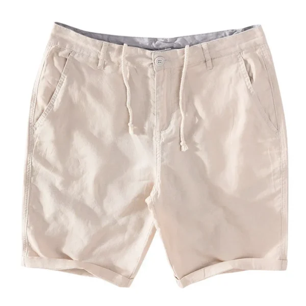 Cotton Linen Shorts for Men Summer New Solid White Straight Loose Holiday Shorts Man Casual Button Fly Short Pants 037 - Image 4