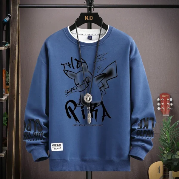 Spring Men's Sweatshirt Japan Alphabet Printed Long Sleeve T-shirt Fashion Men's Clothing Khaki O Neck Harajuku Top 2024 New - Image 4