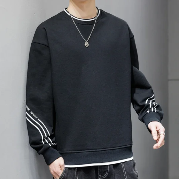 Large Size Sweater M-8XL Winter Solid Color Striped Simple Casual Warm Round Neck High-quality Sweater 50kg-150kg Can Be Worn - Image 3