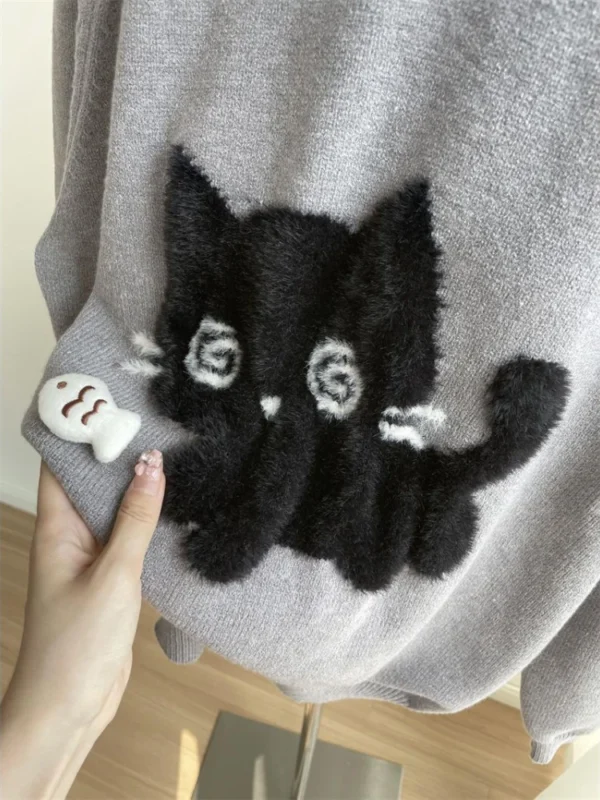 Deeptown Kawaii Gray Women Sweaters Japanese Preppy Style Knitted Pullovers Cutecore Oversized Jumpers Sweet Harajuku Soft Girl - Image 6