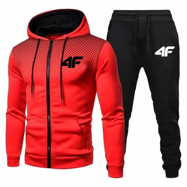 Autumn Winter Mens Tracksuit Jogging Sweatpants 2 Piece Set Sport Zipper Jacket+Running Trousers Suit Casual Printing Clothing - Image 2