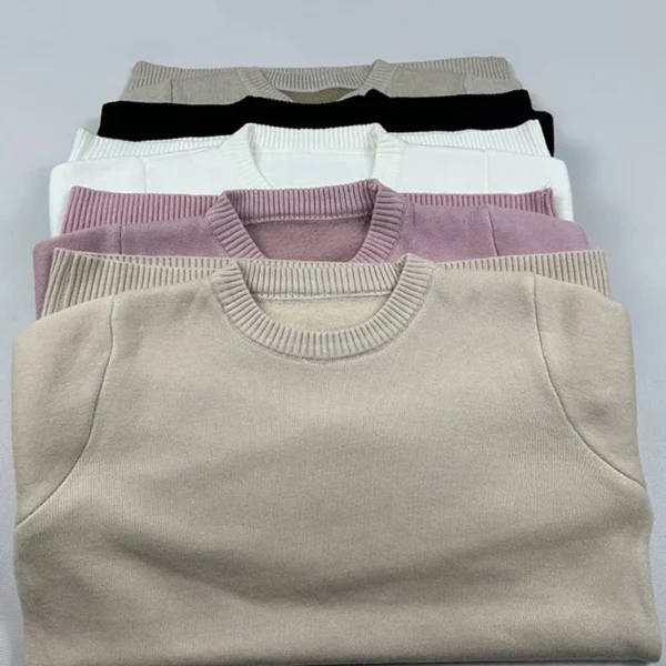 O Neck Winter Sweater For Women Thicken Slim Soft Knitted Tops Plus Velvet Long Sleeve Pullover Casual Warm Malhas Jerseys - Image 6