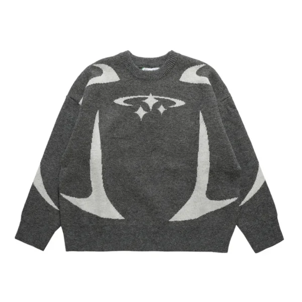 BIG PROMOTION Y2K retro sweater in autumn and winter Y2K star pattern sweater winter Harajuku sweater unisex aesthetic clothes - Image 3