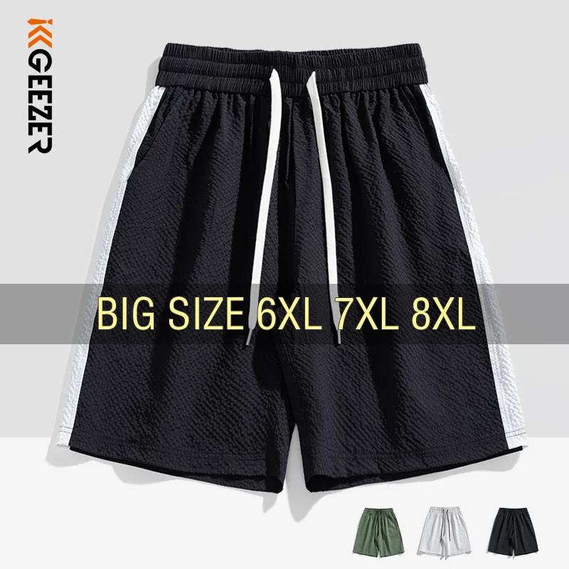 Summer Men Shorts Beach Oversized 6XL 7XL 8XL Plus Size Bubble 2024 Quick Dry Breathable Home Trousers Loose Fashion Lightweight
