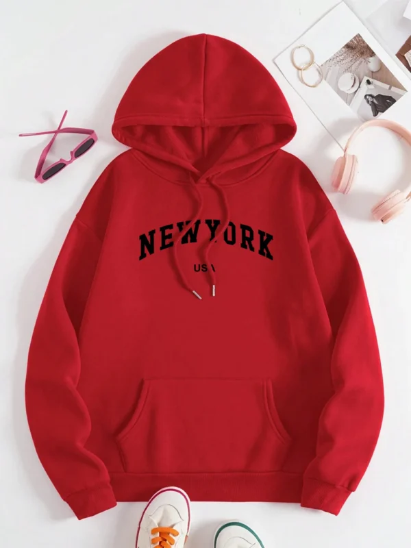 New York Usa City Letter Graphic Hoodies Men Women Autumn Fleece Sweatshirt Fashion Pollover Hoody Pattern Loose Clothing Couple - Image 2