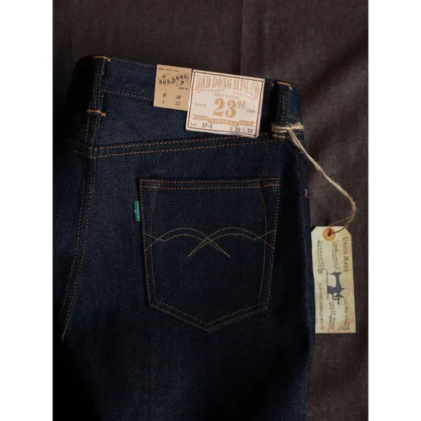 BOB DONG 23oz Extra Heavy Selvedge Denim Jeans Slim Straight Leg Pants Men Amekaji