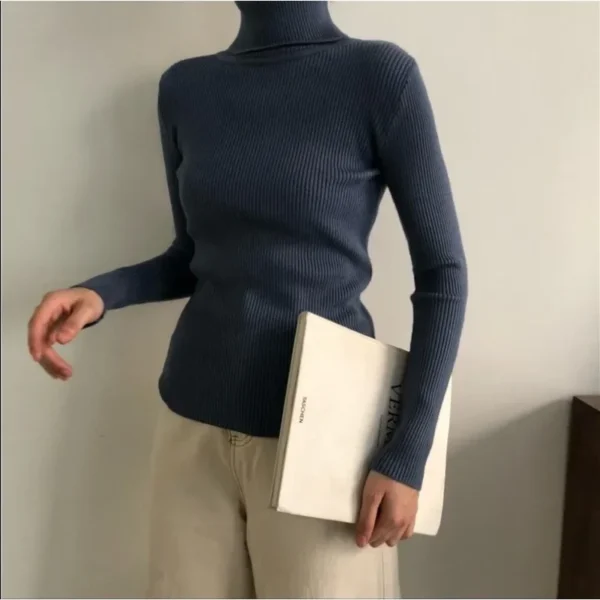 Elegant Turtleneck Women's Sweater Autumn Winter Pullover Slim Bottoming Knitted Tops Casual Long Sleeve Jumper Pull Femme - Image 6