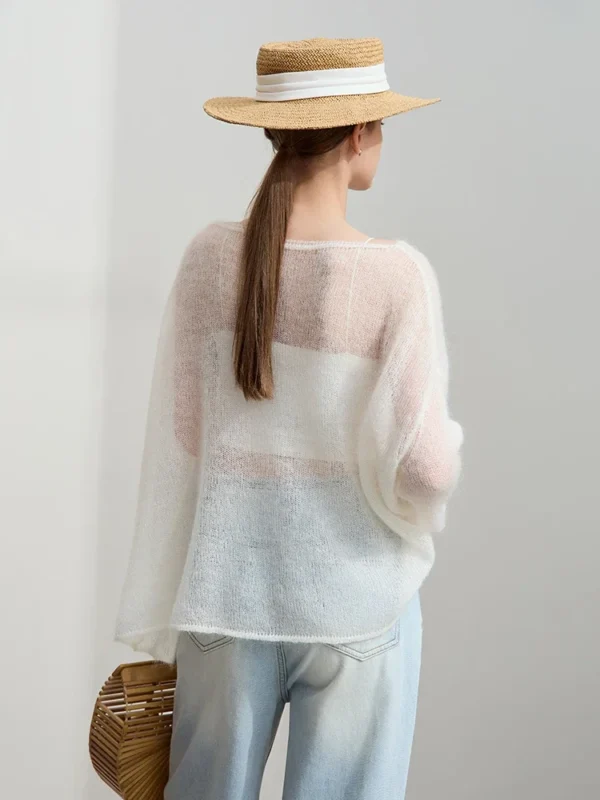 AMII Minimalist Knitted Sweater For Women 2025 Spring New Sweet Elegant Solid O Neck Pullover Drop Sleeves Knitted Tops 12551046 - Image 2