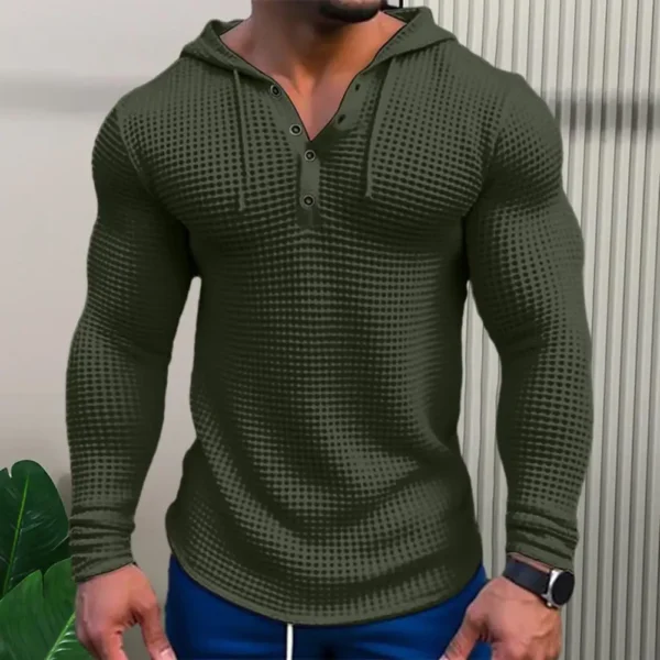 Men Spring Autumn Sweatshirt Top Long Sleeve Solid Color Slim Fit Breathable Casual Pullover Shirt Hooded Top