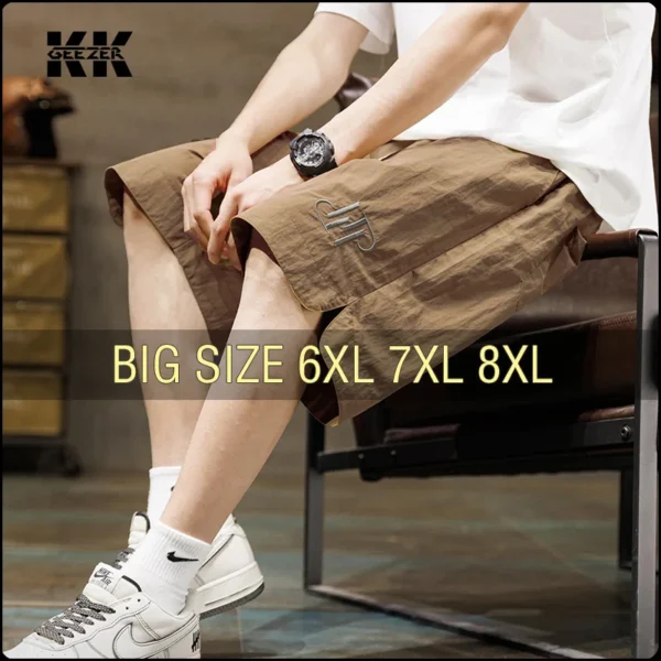 Men Shorts Beach Oversized 6XL 7XL 8XL Plus Size Summer Quick Dry Outdoors Trousers Casual Quick Dry Breathable Loose Lightweigh