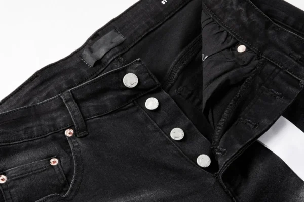 high-quality Purples jeans Men Fashion American High Street Retro wash Black hole patch casual Elastic Skinny jeans brandpants - Image 5