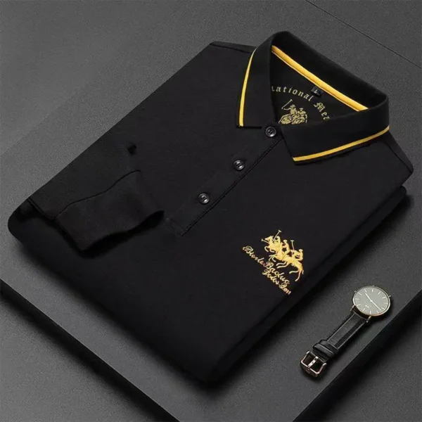 New Embroidered Pure Cotton Hot Selling Men's Polo Shirt 2024 Autumn And Winter Long Sleeved Breathable Casual Slim Fit Top 4xl