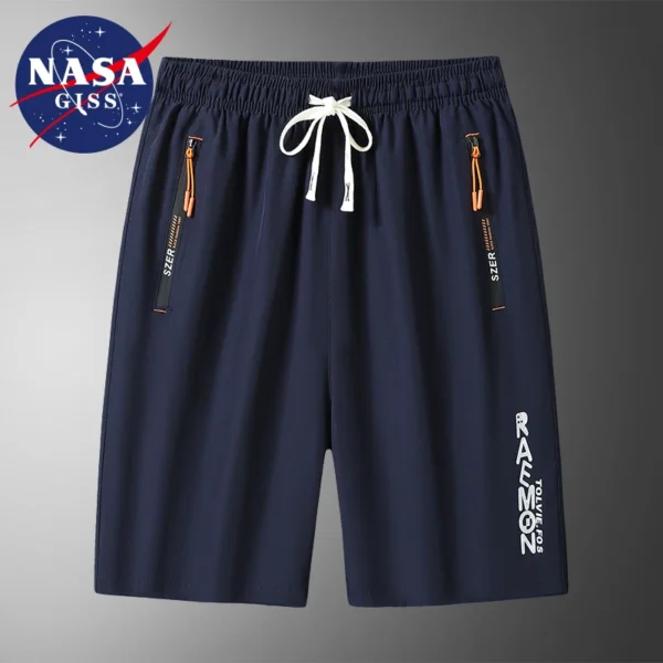 NASA GISS New Ice Silk Casual Shorts for Men's Summer Ultra Thin Quick Drying Capris Loose Plus Size Elastic Breathable Sports S