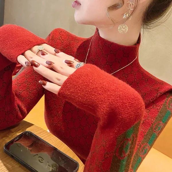 Spring Autumn O-neck Long Sleeve Slim Knitted Pullovers Office Lady Elegant Sweaters Chic Y2k Classic Fashion Knitwear Tops - Image 6