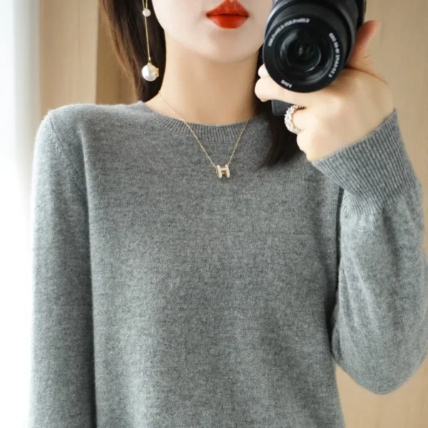 Autumn And Winter Cashmere Sweater Women's Crew Neck Pullover Casual Knitted Top Women's Short Undercoat Fashion 18 Colors - Image 3
