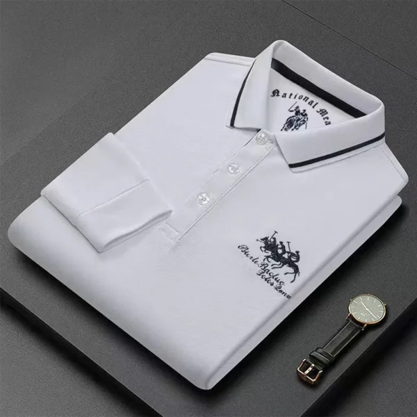 New Embroidered Pure Cotton Hot Selling Men's Polo Shirt 2024 Autumn And Winter Long Sleeved Breathable Casual Slim Fit Top 4xl - Image 6