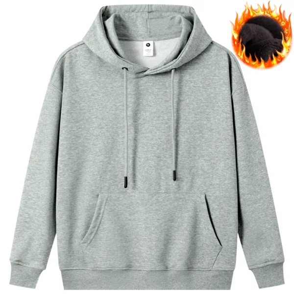 Solid Color Hoodies Warm Thick Plush Mens Clothing Oversize Hoodie Hip Hop Pullover Cozy Simplicity Sweatshirt Casual Tops
