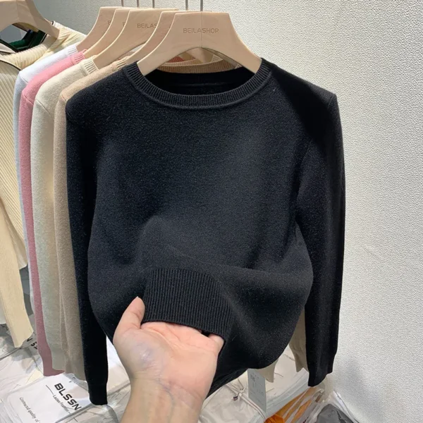O Neck Winter Sweater For Women Thicken Slim Soft Knitted Tops Plus Velvet Long Sleeve Pullover Casual Warm Malhas Jerseys - Image 5