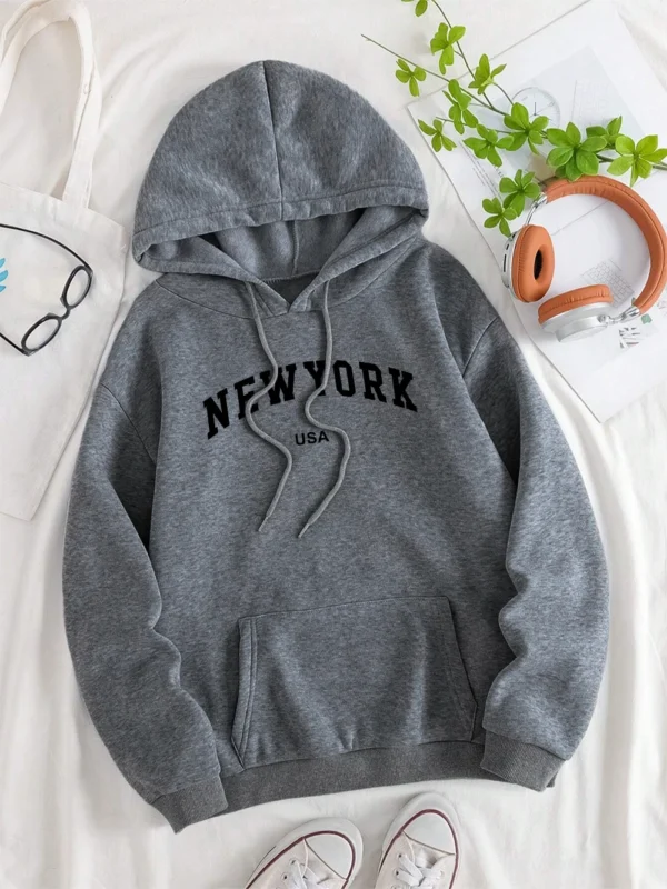 New York Usa City Letter Graphic Hoodies Men Women Autumn Fleece Sweatshirt Fashion Pollover Hoody Pattern Loose Clothing Couple - Image 4