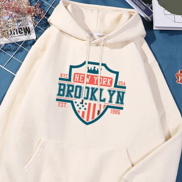New York Brooklyn 1986 Letter Man Hoodies Fashion Soft Fleece Hoodie 2024 Autumn Winter Hoody Comfort Sweatershirt Warm Tops