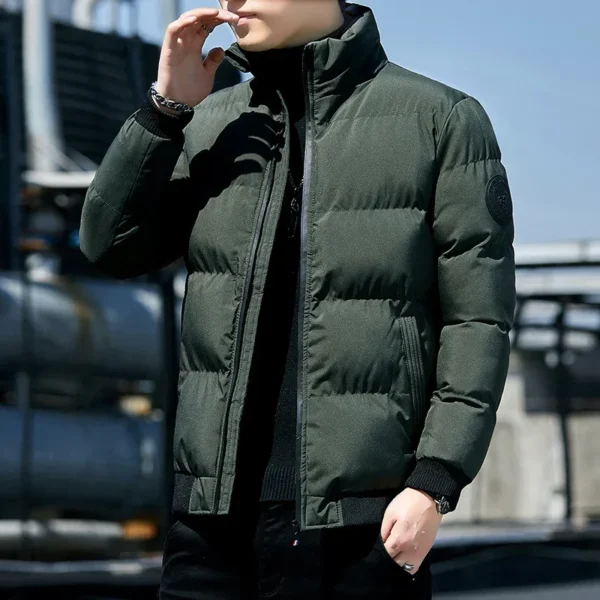 2024 New Men's Cotton Coat Thickened Fleece-Lined Trendy Korean Style Student Jacket Winter Padded Jacket With Feather Lining - Image 4