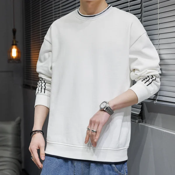 Large Size Sweater M-8XL Winter Solid Color Striped Simple Casual Warm Round Neck High-quality Sweater 50kg-150kg Can Be Worn - Image 5