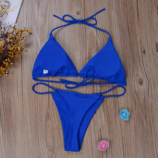 Women Bikini Set Sexy Side Tie Thong Swimsuit Bandage Style Brazilian Swimwear Ultrathin Bra & Brief Sets Erotic Lingerie Set - Image 2