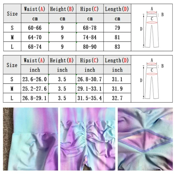 Seamless Push Up Scrunch Sport Leggings For Women Tummy Control Butt Lift Yoga Fitness Tights Gym Workout Pants Aurora Gradient - Image 6