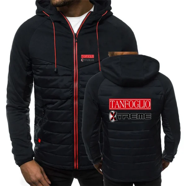 Tanfoglio 2024 Mens Autumn and Winter Printing Comfortable Casual Fashion Patchwork Seven-color Cotton-padded Jacket Hooded Tops