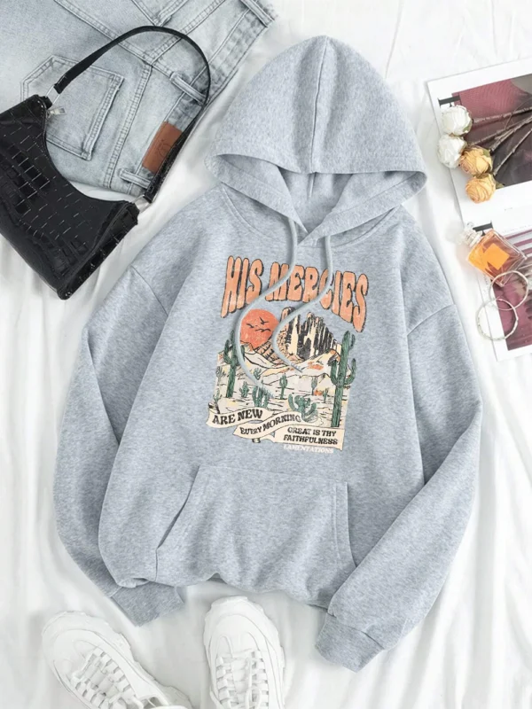 His Mercies Are New Every Morning Men Women Hoody Warm Loose Sweatshirt Casual Loose Sportswear Hip Hop Autumn Couple Streetwear - Image 2