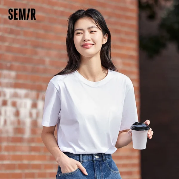 Semir Unisex T-shirt Short Sleeve Men T-Shirt Cotton 2024 Summer New Man Clothing Is Thin And Versatile T Shirt Solid Color - Image 4