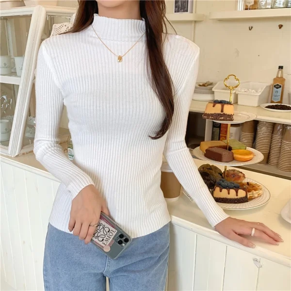 chic Autumn winter Sweater Pullovers Women Long Sleeve casual turtleneck warm basic Sweater knit Jumpers top 2024 - Image 3