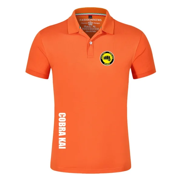 2025 Cobra kai Printing New Men's Fashion Summer Short Sleeves Solid Color Classic Casual Slim Ordinary Polos Shirt Tops - Image 3