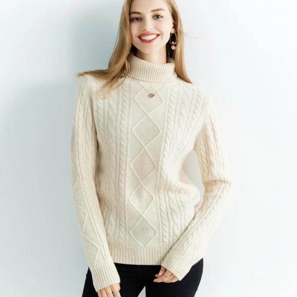 Cashmere Sweater Women Knitted Sweaters 100% Merino Wool Turtleneck Long-Sleeve Knit Pullover 2022 Winter Autumn Jumper Clothing - Image 2