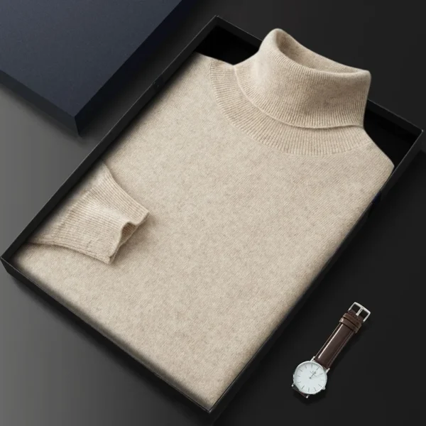 100% Cashmere Turtleneck Men Pullovers 2024 Autumn Winter Soft Light Warm Rolled Neck Jumper Jersey Pull Homme Knitted Sweater - Image 4