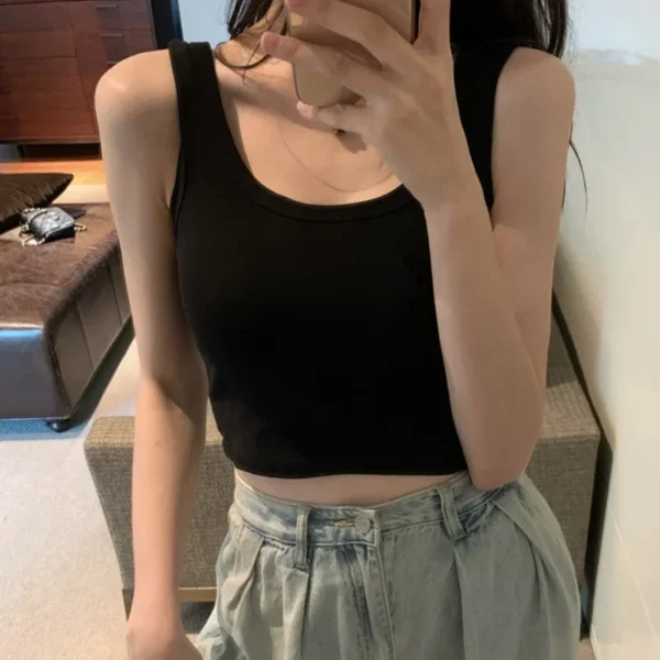 Fashion Sexy Women Candy Colour Tanks Tops Short Cotton Casual Camisole Tube Top Female Sleeveless Cropped Vest XL - Image 2