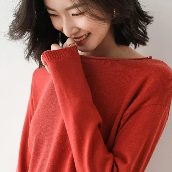 Womens Sweaters Solid Pink Black Knit Pullovers O-neck Bottoming Shirts Slim Fit Spring Autumn Korean Knitted Skin Friendly Top - Image 4